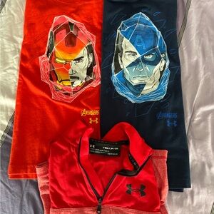 Under Armour Avengers T-Shirts (size XS and Small) and 3/4 zip size small